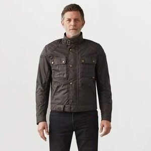 Belstaff Brooklands 2.0 Motorcycle Jacket Mens‎ 2XL Mahogany Brown Waxed Cotton